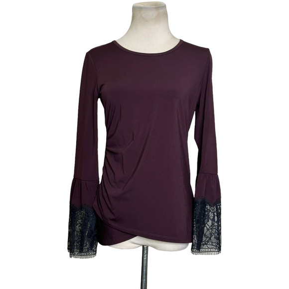 KOBI Aubergine/Black Miley Long Sleeve Blouse size Small - Picture 11 of 15